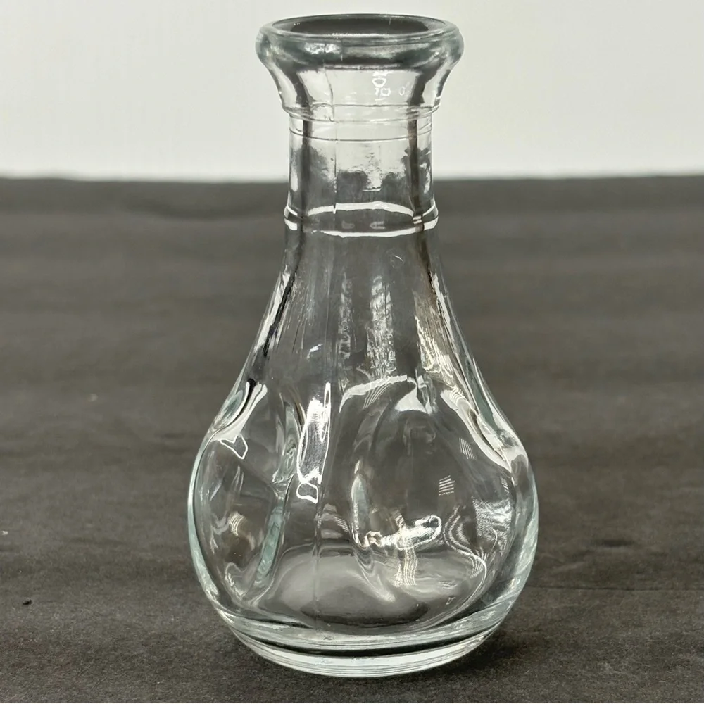 Vintage Mini Clear Glass Bottle/Bud Vase Pinch Thumbprint Bottle 3.5 Mexico Made